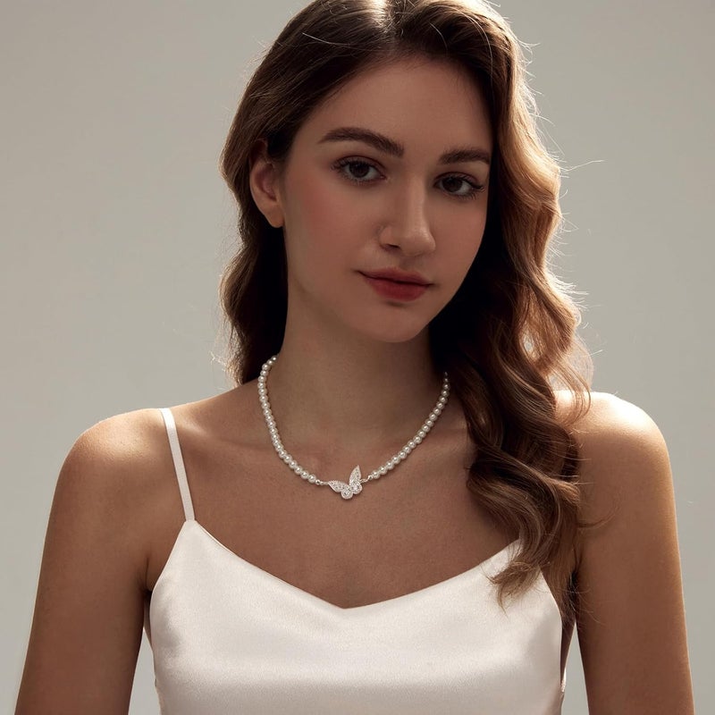 Zeffy Pearl Necklace 4MM/6MM/8MM Dainty Round Imitation Pearl Choker Necklace Wedding Pearl Necklace Delicate Jewelry for Women Simple Bridesmaid Jewelry Gifts - Image 5